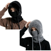 Bonnet 3 en 1 pour femme avec foulard coupe-vent et masque intégré