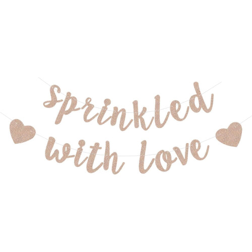 Ροζ Χρυσό Αγάπη Glitter Banner για Baby Shower