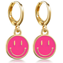 Kleurrijke oorbellen met druppelend emaille en smileygezichtje - Leuke en trendy oorbellen met ster en bliksem in cartoonstijl.