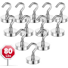 Stevige magnetische haken, 80 lbs, 25 mm diameter, geschikt voor stalen oppervlakken – verpakking van 12
