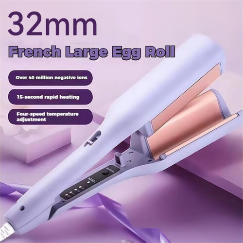 3D Curling Iron with Negative Ionic Tech, 4 Heat Settings, Double-Sided Heating, 24H Battery – Compatible with All Hair Types 1