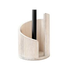 Modern Spiral Paper Towel Holder, Countertop Wooden Dispenser with Metal Rod, FSC Certified Solid Wood Base – Kitchen & Bathroom