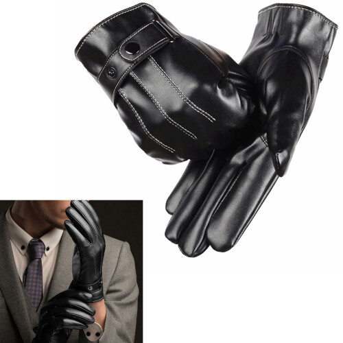 Limei PU Leather Touchscreen Gloves for Men - Black, 1 Pair