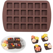 Mini Brownie Pan Square Silicone Baking Mold for Keto Fat Bomb, Chocolate, Peanut Butter, Blondie