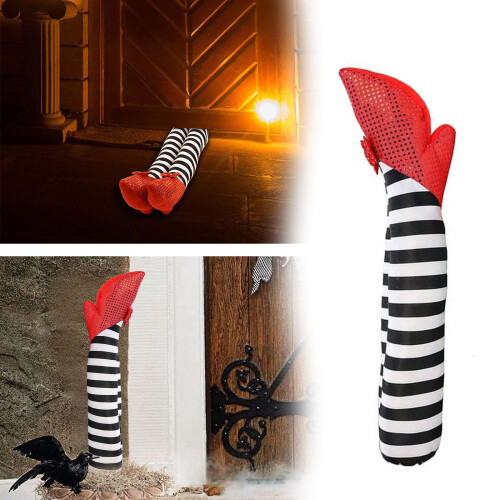 Halloween-Deko „Hexenbeine“ – Lebensgroßer Gartenstecker mit rotem 1