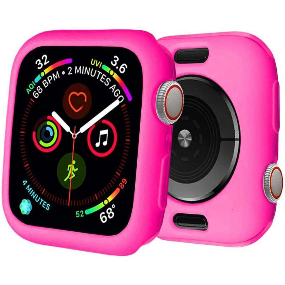 Compatible With Apple Watch Case 41Mm Series 7 8 Soft Flexible Tpu Thin Lightweight Protective Bumper For Iwatch [No Screen] - Barbiepink 9482726296461