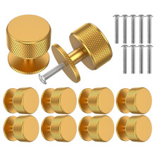 10pcs Gold Cabinet Knobs for Kitchen Cabinets & Dresser Drawers,Round Single Hole Hardware Handles Pulls,Cupboard Drawer Knob