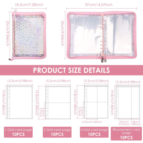 Transparent Sticker Organizer Binder with 90 Pockets and 1