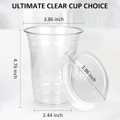 Eiskaffeebecher aus Kunststoff mit Trinkdeckel, 473 ml, 100er-Set 2