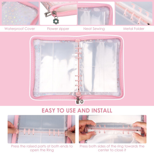 Transparent Sticker Organizer Binder with 90 Pockets and 2