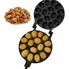 Walnut Cookie Mold with Wood Handle, 16-Hole Nonstick Oreshki Mold – Compatible with Walnut Cookies