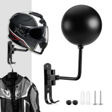 Motorcycle Helmet Rack,Helmet Holder Wall Mount 180 Degree Rotation Helmet Hanger with Double Hook for Coats, Caps, Hats, Motorcycle Accessories