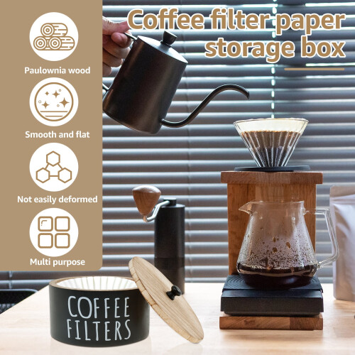 Wooden Coffee Filter Holder with Lid 1 Pack 1