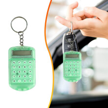 Mini Calculator Keychain, Pocket Size Calculator with Flip Cover, Portable for School, Office, Home, Lightweight & Stylish (Green) 2.4x2.4x0.43"