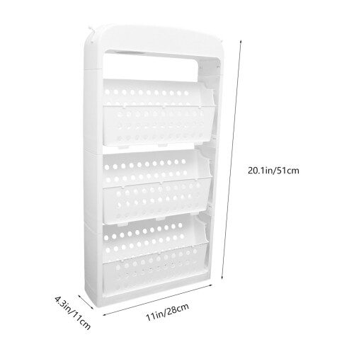 White Plastic Movable Bookcase 1Pack Shelf Organizer for Bedroom 1