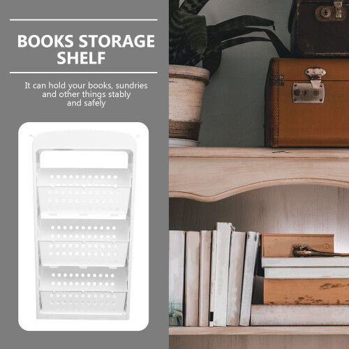 White Plastic Movable Bookcase 1Pack Shelf Organizer for Bedroom 2