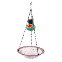 Purple Purple Glass Bird Bath Outdoor Hanging Decor With Perch Ledges Durable Construction For Garden Patio Wildlife Hydration Station #6681J