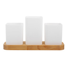 HOMEMAXS White MultiFunction Utensil Holder for Storage Sturdy PP and Wood Construction Generous Capacity