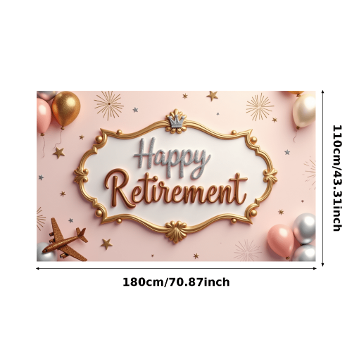 Διακοσμητικό σχέδιο Happy Retirement Glitter Frame Μπαλόνι Αστέρι Αεροπλάνο για 1
