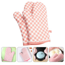 Luvas de forno para cozinha, 1 par, rosa, para proteção contra altas temperaturas e prevenção de queimaduras.