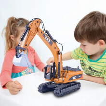 Construction Excavator Toy – Educational Digger Truck with Music & Hydraulic Action for Kids 3-8, Compatible with LEGO