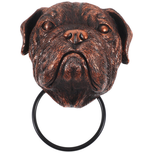 Antique Gothic Ring Door Knocker with Dog Accent 2