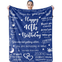40th Birthday Blanket for Men – Navy Throw (60x80"), Compatible with 40th Birthday Decor & Gifts for Husband/Friends