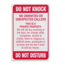 Do Not Knock Do Not Disturb Sign Red Warning Metal Tin Signs Home Door Wall Decor Sign Gift (Aluminum) Size: 8 x 12 inch