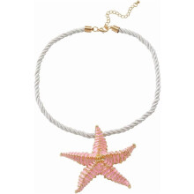 Handmade Textured Starfish Pendant Necklace for Women, Adjustable Rope Chain, Beach & Party Jewelry, 20", Compatible with Ocean Theme
