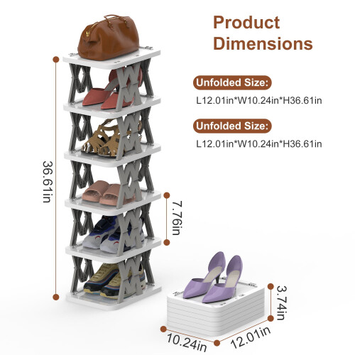 Shoe Rack Vertical Foldable 6-Tier Narrow 1