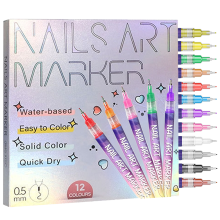 Pennarelli per nail art a 12 colori per unghie in gel – Strumenti per puntini, disegno e pittura, compatibili con unghie in gel