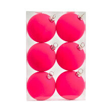 Christmas Velvet Ball Ornaments 6-Pack, Shatterproof, Pink, Easy Hanging with Cap String, Compatible with Standard Tree Hooks