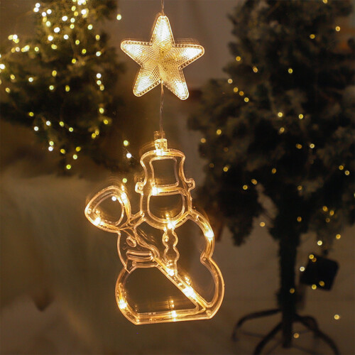 Christmas LED Window Lights Snowflake Snowman Tree Warm