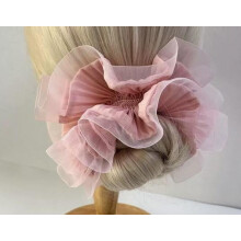 Rosa Jumbo-Haargummi aus Organza mit Rüschenrand, weicher Chiffon, Hochzeitsdekoration