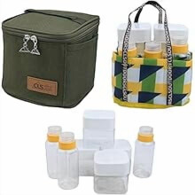 Portable Camping Spice Set with 9 Spice Containers Salt and Pepper Holder BBQ Spice Storage for Travel Home Outdoor Use