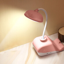 Luminária de mesa recarregável via USB com brilho ajustável, haste flexível e suporte para celular/caneta – Luz suave para os olhos, ideal para