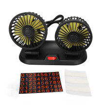 Ventilateur de voiture puissant à double tête avec rotation à 360, moteur sans balais, silencieux et doté d'un bras extensible, idéal pour