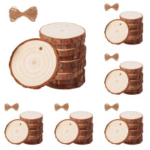 Holzscheiben, 3-4 cm Durchmesser, unbehandelte Holzkreise mit Loch, 60 Stück, Weihnachtsschmuck aus Holz für Kunsthandwerk, DIY-Bastelarbeiten,