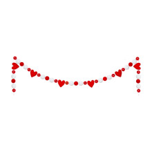 Rosa hjertebanner med treperler 2,4 m, Valentinsdagsdekorasjonsgirlander til peishylle, gårdshushengende dekor til bryllupsdag