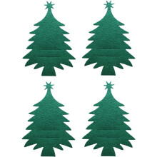 4-delige kerstboom bestekhouders set met messen, vorken en lepels, inclusief bestekzakjes voor feestjes en thuisgebruik.