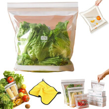 Sacchetti riutilizzabili a doppia chiusura per alimenti, con cursore, ideali per il congelamento di frutta e verdura, trasparenti e a prova di
