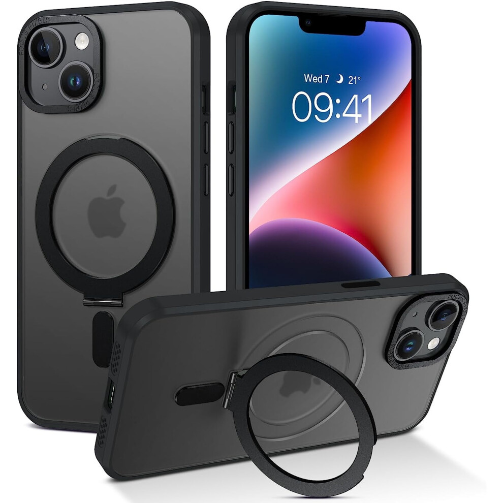 Magnetic Case For Iphone 14 & 13 (6.1") – Magsafe-Compatible, Slim Shockproof With Invisible Kickstand, Black 9357860413688