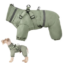 Tuta da neve riflettente antivento Warm4-Leg per cani, cappotto invernale per cani di piccola e grande taglia – Verde XS, compatibile con tutte le