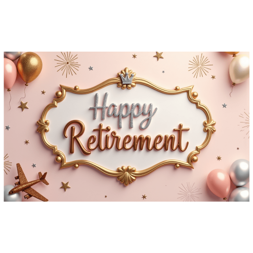 Διακοσμητικό σχέδιο Happy Retirement Glitter Frame Μπαλόνι Αστέρι Αεροπλάνο για