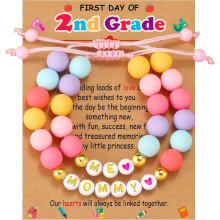 First Day of Preschool/Kindergarten/1st-2nd Grade Bracelets, Big Sister & Daughter Gifts from Mom – Birthday/Christmas Jewelry (Compatible with