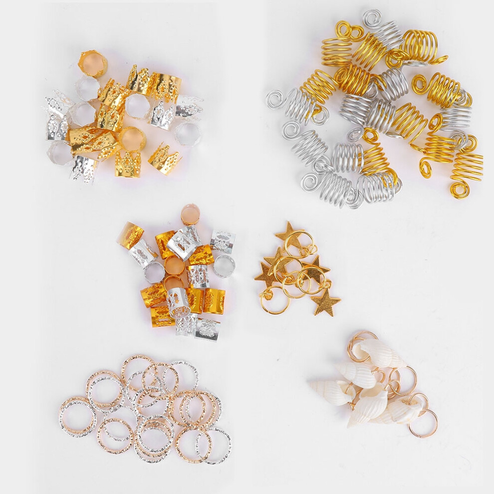 Unisex Gold/Silver/White 90Pcs Hair Braid Decoration Rings Set