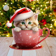 Söta julgransprydnader i akryl med kattmotiv, hängande julgransdekorationer, tecknade djur i bondgård och bilar – kompatibel med julgranar