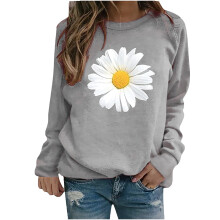Damenbluse mit langen Ärmeln, Damen-Sweatshirt mit Gänseblümchenmuster, Damenpullover