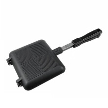 1Set Non-stick Frying Pan for Double-sided Cooking and Baking Square Black Aluminum Alloy