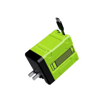 Carregador rápido 2 em 1 de 120 W com cabo retrátil e tomada dobrável para celular/tablet/notebook – Verde, compatível com dispositivos USB-C